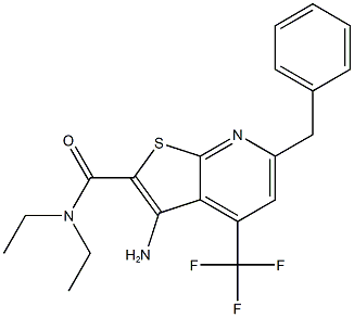 3-amino-6-benzyl-N,N-diethyl-4-(trifluoromethyl)thieno[2,3-b]pyridine-2-carboxamide 구조식 이미지