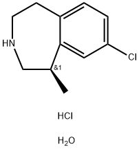 (1R)-8-Chloro-2,3,4,5-tetrahydro-1-methyl-1H-3-benzazepine hydrochloride hemihydrate Structure