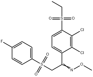 (E)-{1-[2,3-dichloro-4-(ethanesulfonyl)phenyl]-2-(4-fluorobenzenesulfonyl)ethylidene}(methoxy)amine Structure