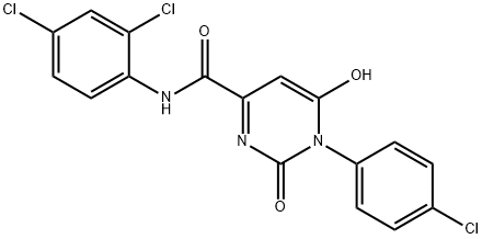 1-(4-chlorophenyl)-N-(2,4-dichlorophenyl)-6-hydroxy-2-oxo-1,2-dihydropyrimidine-4-carboxamide 구조식 이미지