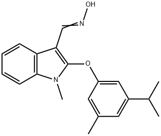 (E)-N-({1-methyl-2-[3-methyl-5-(propan-2-yl)phenoxy]-1H-indol-3-yl}methylidene)hydroxylamine Structure