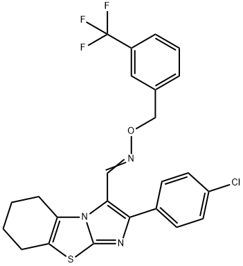 (E)-{[4-(4-chlorophenyl)-7-thia-2,5-diazatricyclo[6.4.0.0^{2,6}]dodeca-1(8),3,5-trien-3-yl]methylidene}({[3-(trifluoromethyl)phenyl]methoxy})amine 구조식 이미지