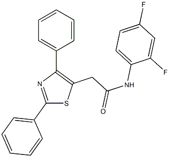 N-(2,4-difluorophenyl)-2-(2,4-diphenyl-1,3-thiazol-5-yl)acetamide 구조식 이미지