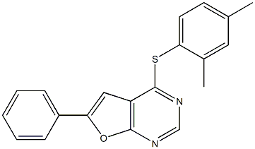 4-[(2,4-dimethylphenyl)sulfanyl]-6-phenylfuro[2,3-d]pyrimidine 구조식 이미지