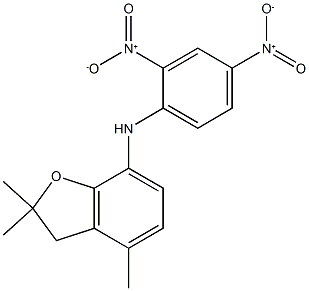 N-(2,4-dinitrophenyl)-2,2,4-trimethyl-2,3-dihydro-1-benzofuran-7-amine 구조식 이미지