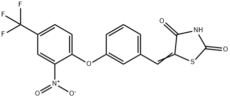 (5Z)-5-({3-[2-nitro-4-(trifluoromethyl)phenoxy]phenyl}methylidene)-1,3-thiazolidine-2,4-dione 구조식 이미지