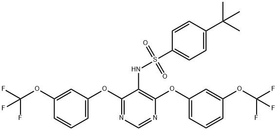 N-{4,6-bis[3-(trifluoromethoxy)phenoxy]pyrimidin-5-yl}-4-tert-butylbenzene-1-sulfonamide Structure