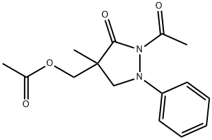 (2-acetyl-4-methyl-3-oxo-1-phenylpyrazolidin-4-yl)methyl acetate 구조식 이미지