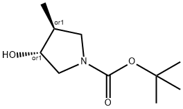 tert-butyl (3S,4R)-3-hydroxy-4-Methylpyrrolidine-1-carboxylate 구조식 이미지