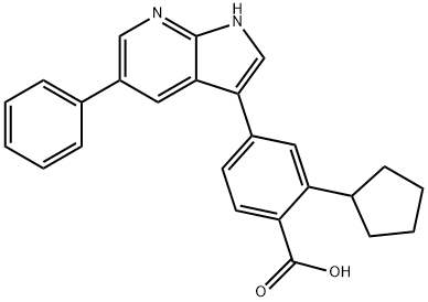 2-Cyclopentyl-4-(5-phenyl-1H-pyrrolo[2,3-b]pyridin-3-yl-benzoicacid Structure