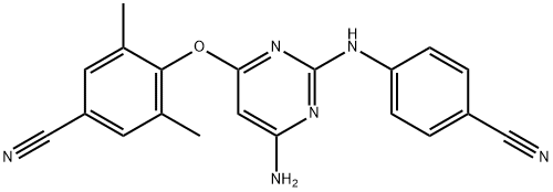 4-({6-amino-2-[(4-cyanophenyl)amino]pyrimidin-4-yl}oxy)-3,5-dimethylbenzonitrile Structure