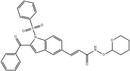 (2E)-3-[1-(benzenesulfonyl)-1H-indol-5-yl]-N-(oxan-2-yloxy)prop-2-enamide Structure