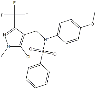 N-{[5-chloro-1-methyl-3-(trifluoromethyl)-1H-pyrazol-4-yl]methyl}-N-(4-methoxyphenyl)benzenesulfonamide Structure