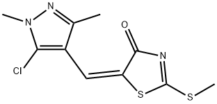 (5E)-5-[(5-chloro-1,3-dimethyl-1H-pyrazol-4-yl)methylidene]-2-(methylsulfanyl)-4,5-dihydro-1,3-thiazol-4-one Structure