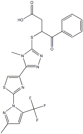 3-[(4-methyl-5-{2-[3-methyl-5-(trifluoromethyl)-1H-pyrazol-1-yl]-1,3-thiazol-4-yl}-4H-1,2,4-triazol-3-yl)sulfanyl]-4-oxo-4-phenylbutanoic acid Structure