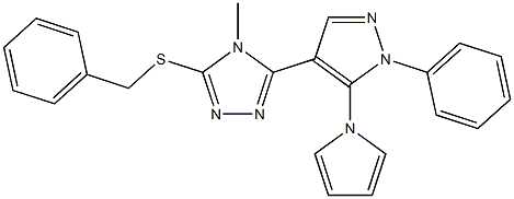 3-(benzylsulfanyl)-4-methyl-5-[1-phenyl-5-(1H-pyrrol-1-yl)-1H-pyrazol-4-yl]-4H-1,2,4-triazole Structure