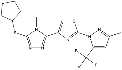 3-(cyclopentylsulfanyl)-4-methyl-5-{2-[3-methyl-5-(trifluoromethyl)-1H-pyrazol-1-yl]-1,3-thiazol-4-yl}-4H-1,2,4-triazole 구조식 이미지