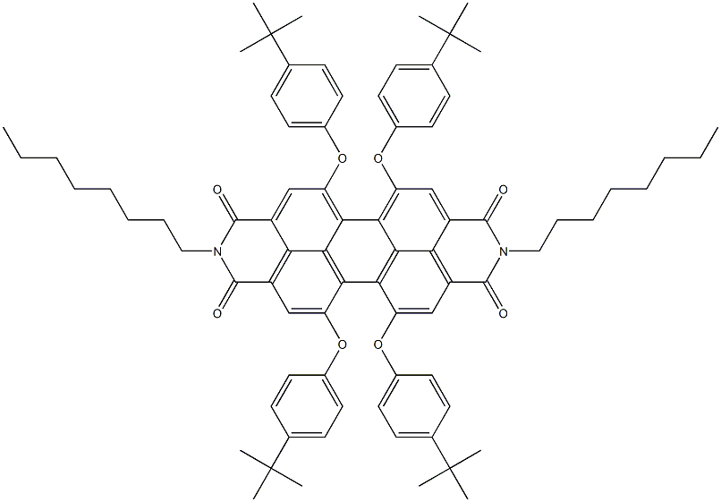 N,N-Dioctyl-1,6,7,12-Tetra-tert-butylphenoxyperylene-3,4,9,10-tetracarboxylic dianhydride 구조식 이미지