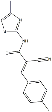 (2E)-2-cyano-3-(4-methylphenyl)-N-(4-methyl-1,3-thiazol-2-yl)acrylamide Structure