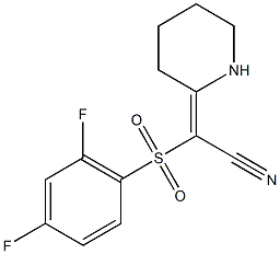 (2E)-[(2,4-difluorophenyl)sulfonyl](piperidin-2-ylidene)acetonitrile Structure