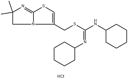 CarbaMiMidothioic acid, N,N'-dicyclohexyl-, (5,6-dihydro-6,6-diMethyliMidazo[2,1-b]thiazol-3-yl)Methyl ester, hydrochloride (1:2) 구조식 이미지