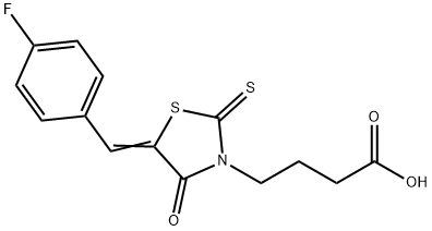 4-[(5Z)-5-[(4-fluorophenyl)methylidene]-4-oxo-2-sulfanylidene-1,3-thiazolidin-3-yl]butanoic acid 구조식 이미지