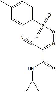 (2E)-2-cyano-N-cyclopropyl-2-({[(4-methylphenyl)sulfonyl]oxy}imino)acetamide 구조식 이미지