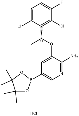(r)-3-(1-(2,6-dichloro-3-fluorophenyl)ethoxy)-5-(4,4,5,5-tetramethyl-1,3,2-dioxaborolan-2-yl)pyridin-2-amine hcl 구조식 이미지