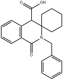 2-Benzyl-1-oxo-2,4-dihydro-1H-spiro[cyclohexane-1,3-isoquinoline]-4-carboxylic acid 구조식 이미지