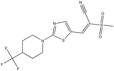 (E)-2-(methylsulfonyl)-3-{2-[4-(trifluoromethyl)piperidino]-1,3-thiazol-5-yl}-2-propenenitrile 구조식 이미지