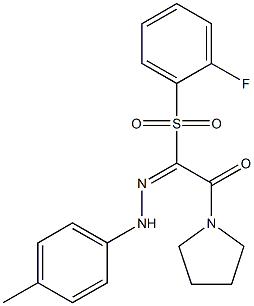 (2E)-2-(2-fluorobenzenesulfonyl)-2-[2-(4-methylphenyl)hydrazin-1-ylidene]-1-(pyrrolidin-1-yl)ethan-1-one Structure