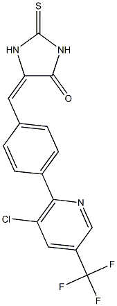 (5E)-5-({4-[3-chloro-5-(trifluoromethyl)pyridin-2-yl]phenyl}methylidene)-2-sulfanylideneimidazolidin-4-one 구조식 이미지