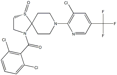 (1S)-8-[3-chloro-5-(trifluoromethyl)pyridin-2-yl]-4-(2,6-dichlorobenzoyl)-1lambda4-thia-4,8-diazaspiro[4.5]decan-1-one Structure