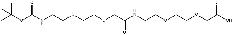 17-(t-Butyloxycarbonyl-amino)-9-aza-3,6,12,15-tetraoxa-10-on-heptadecanoic acid 구조식 이미지