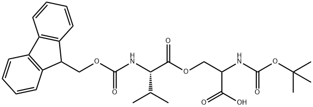 (Tert-Butoxy)Carbonyl Ser((9H-Fluoren-9-yl)MethOxy]Carbonyl Val)-OH 구조식 이미지