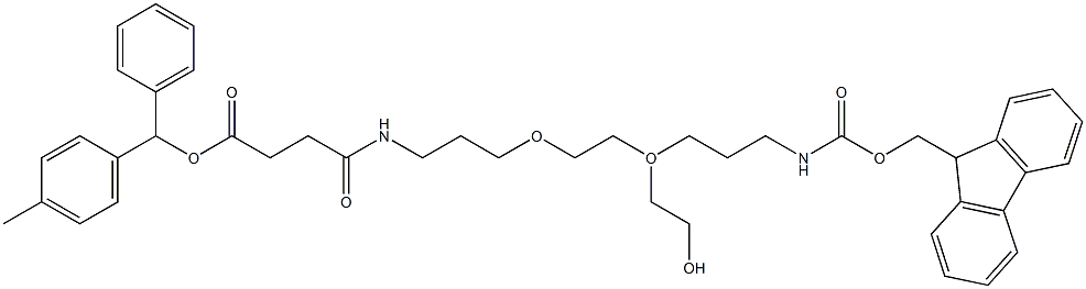 [N1-(9-Fluorenylmethoxycarbonyl)-1,13-diamino-4,7,10-trioxatridecan-succinamic acid-2-benzhydryl resin (100-200 mesh, > 0.3 mmol 구조식 이미지