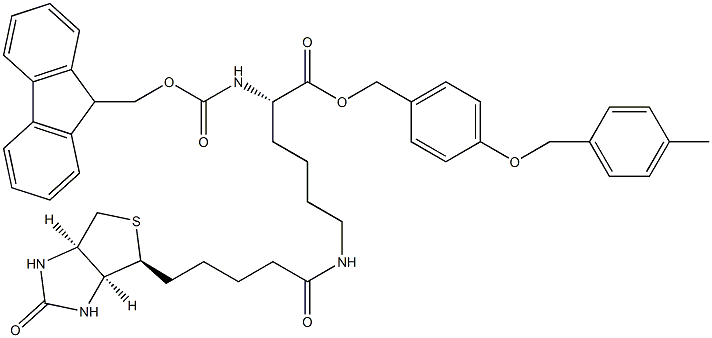 Fmoc-L-Lys(Biotin)-Wang Resin (100-200mesh, 1% DVB) 구조식 이미지