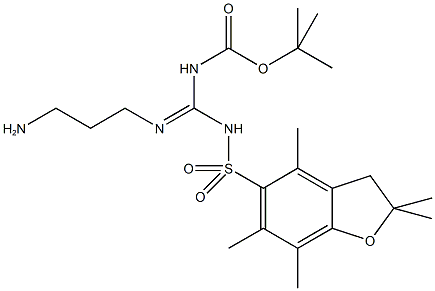 2-(Boc,Pbf-amidino)proylamine, 2-[N-t-Butyloxycarbonyl-N-(2,2,4,6,7-pentamethyldihydrobenzofuran-5-sulfonyl)amidino]proylamine hydrochloride 구조식 이미지