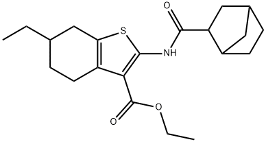 ethyl 2-(bicyclo[2.2.1]heptane-3-carbonylamino)-6-ethyl-4,5,6,7-tetrahydro-1-benzothiophene-3-carboxylate 구조식 이미지