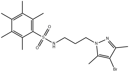 N-[3-(4-bromo-3,5-dimethylpyrazol-1-yl)propyl]-2,3,4,5,6-pentamethylbenzenesulfonamide 구조식 이미지