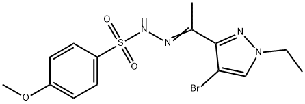 N-[(E)-1-(4-bromo-1-ethylpyrazol-3-yl)ethylideneamino]-4-methoxybenzenesulfonamide Structure