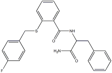 N-(1-amino-1-oxo-3-phenylpropan-2-yl)-2-[(4-fluorophenyl)methylsulfanyl]benzamide Structure