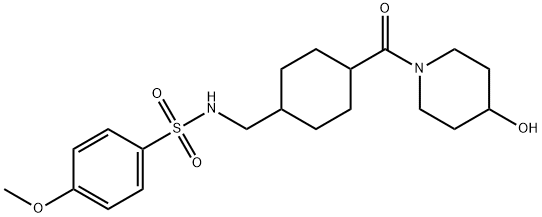 N-[[4-(4-hydroxypiperidine-1-carbonyl)cyclohexyl]methyl]-4-methoxybenzenesulfonamide Structure