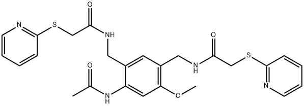 N-[[2-acetamido-4-methoxy-5-[[(2-pyridin-2-ylsulfanylacetyl)amino]methyl]phenyl]methyl]-2-pyridin-2-ylsulfanylacetamide 구조식 이미지