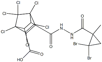 1,2,3,4,7,7-hexachloro-6-[[(2,2-dibromo-1-methylcyclopropanecarbonyl)amino]carbamoyl]bicyclo[2.2.1]hept-2-ene-5-carboxylic acid Structure