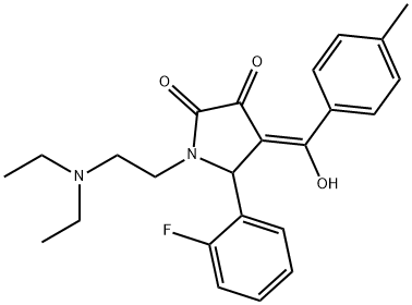 (E)-[1-[2-(diethylazaniumyl)ethyl]-2-(2-fluorophenyl)-4,5-dioxopyrrolidin-3-ylidene]-(4-methylphenyl)methanolate Structure