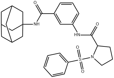 N-[3-(1-adamantylcarbamoyl)phenyl]-1-(benzenesulfonyl)pyrrolidine-2-carboxamide 구조식 이미지