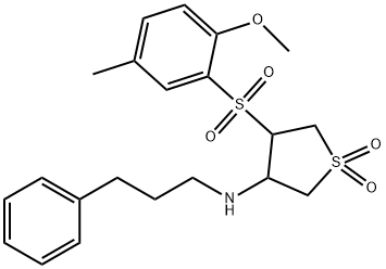 4-(2-methoxy-5-methylphenyl)sulfonyl-1,1-dioxo-N-(3-phenylpropyl)thiolan-3-amine Structure