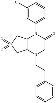 4-(3-chlorophenyl)-6,6-dioxo-1-(2-phenylethyl)-4a,5,7,7a-tetrahydro-2H-thieno[3,4-b]pyrazin-3-one 구조식 이미지