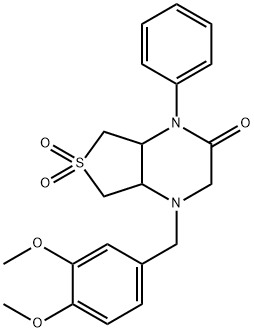 1-[(3,4-dimethoxyphenyl)methyl]-6,6-dioxo-4-phenyl-4a,5,7,7a-tetrahydro-2H-thieno[3,4-b]pyrazin-3-one Structure